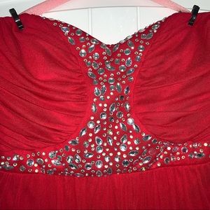 Red Strapless Formal Dress